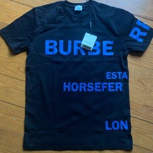 Burberry Graphic Print Crew Neck T-Shirt Men’s XXL Black and Blue